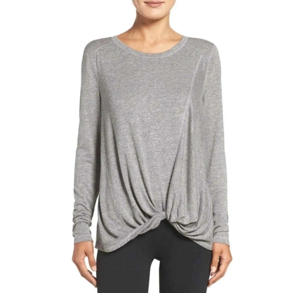 NWT- Zella Twist & Breath Dark Heathered Gray Reversible Tee Women's Size Small
